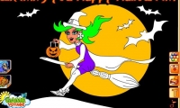 Young Witch Halloween Coloring Game