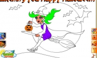 Young Witch Halloween Coloring Game